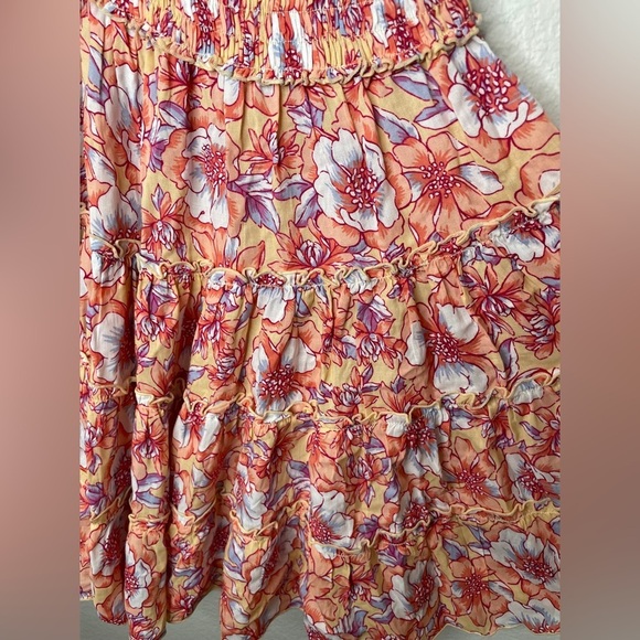 Poupette St Barth Soledad Dress in Yellow Dahlia Size Small Smocked Off Shoulder - Picture 8 of 12